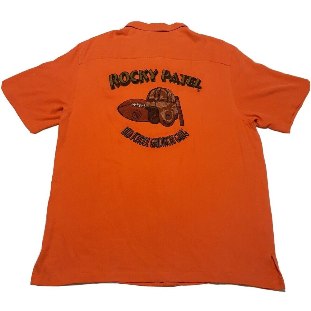 Vintage Rocky Patel Cigar Camp Shirt 100% Silk L
